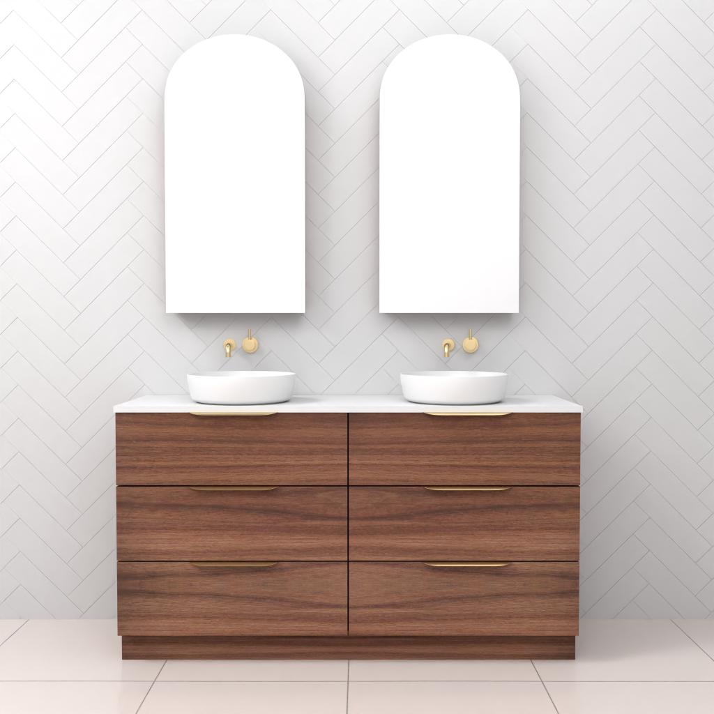 Celeste Trio - 1500mm Walnut Freestanding Vanity