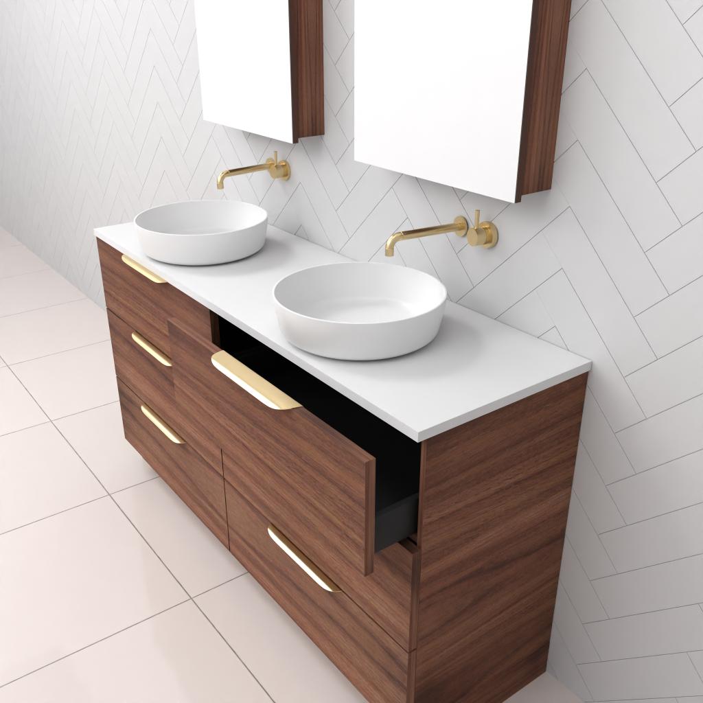 Celeste Trio - 1500mm Walnut Freestanding Vanity