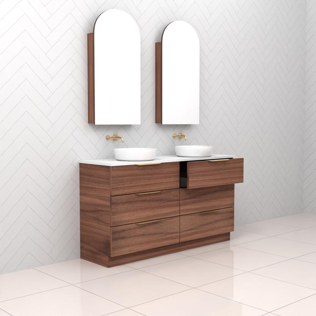 Celeste Trio - 1500mm Walnut Freestanding Vanity