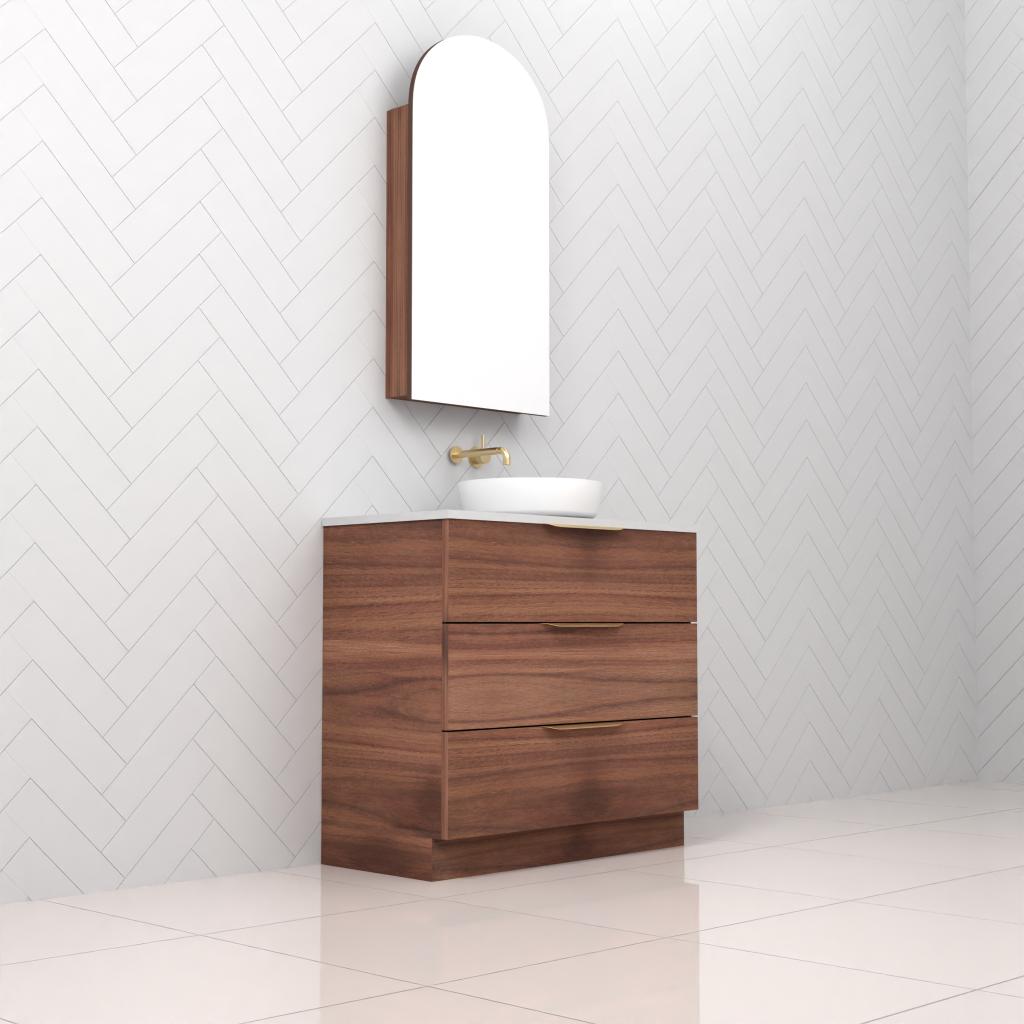 Celeste Trio - 900mm Walnut Freestanding Vanity