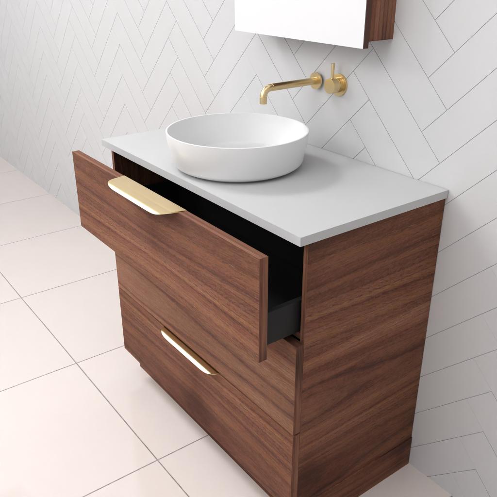 Celeste Trio - 900mm Walnut Freestanding Vanity