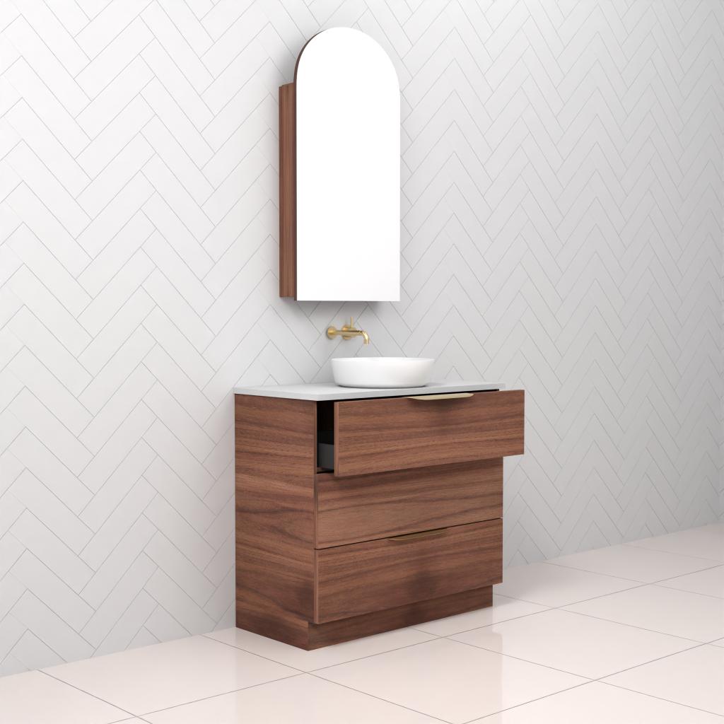 Celeste Trio - 900mm Walnut Freestanding Vanity