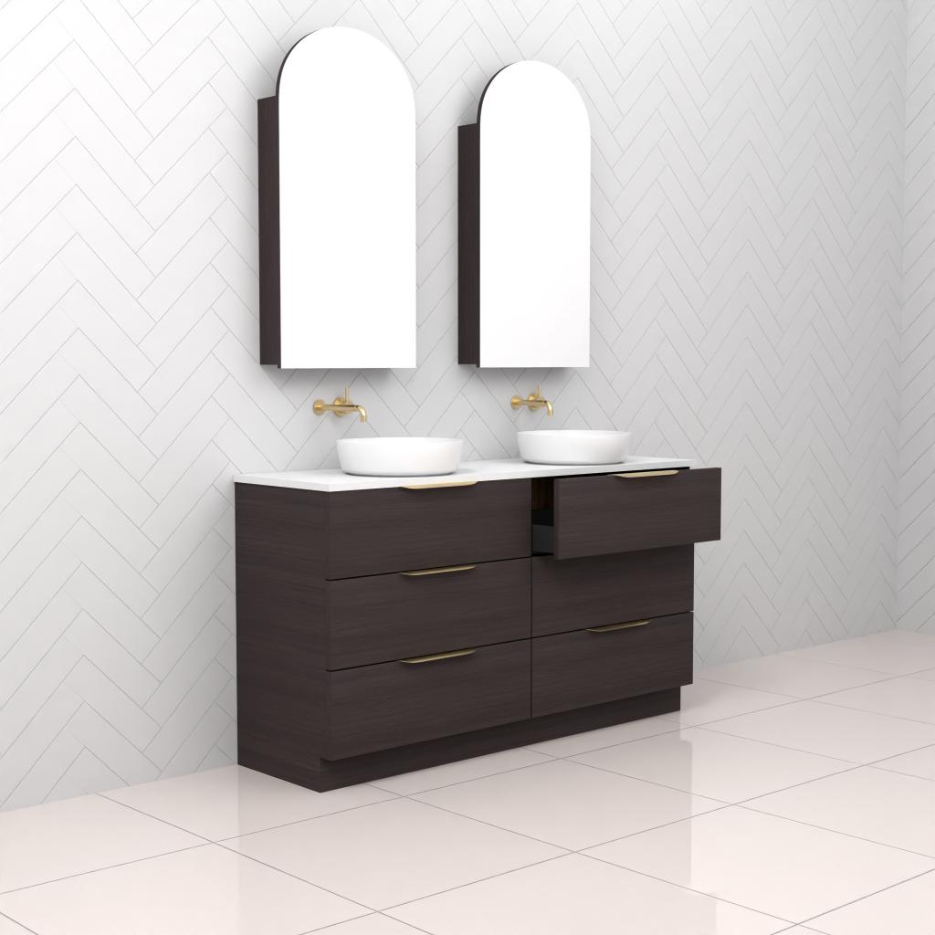 Celeste Trio - 1500mm Espresso Oak Freestanding Vanity