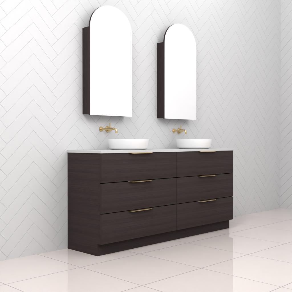 Celeste Trio - 1800mm Espresso Oak Freestanding Vanity