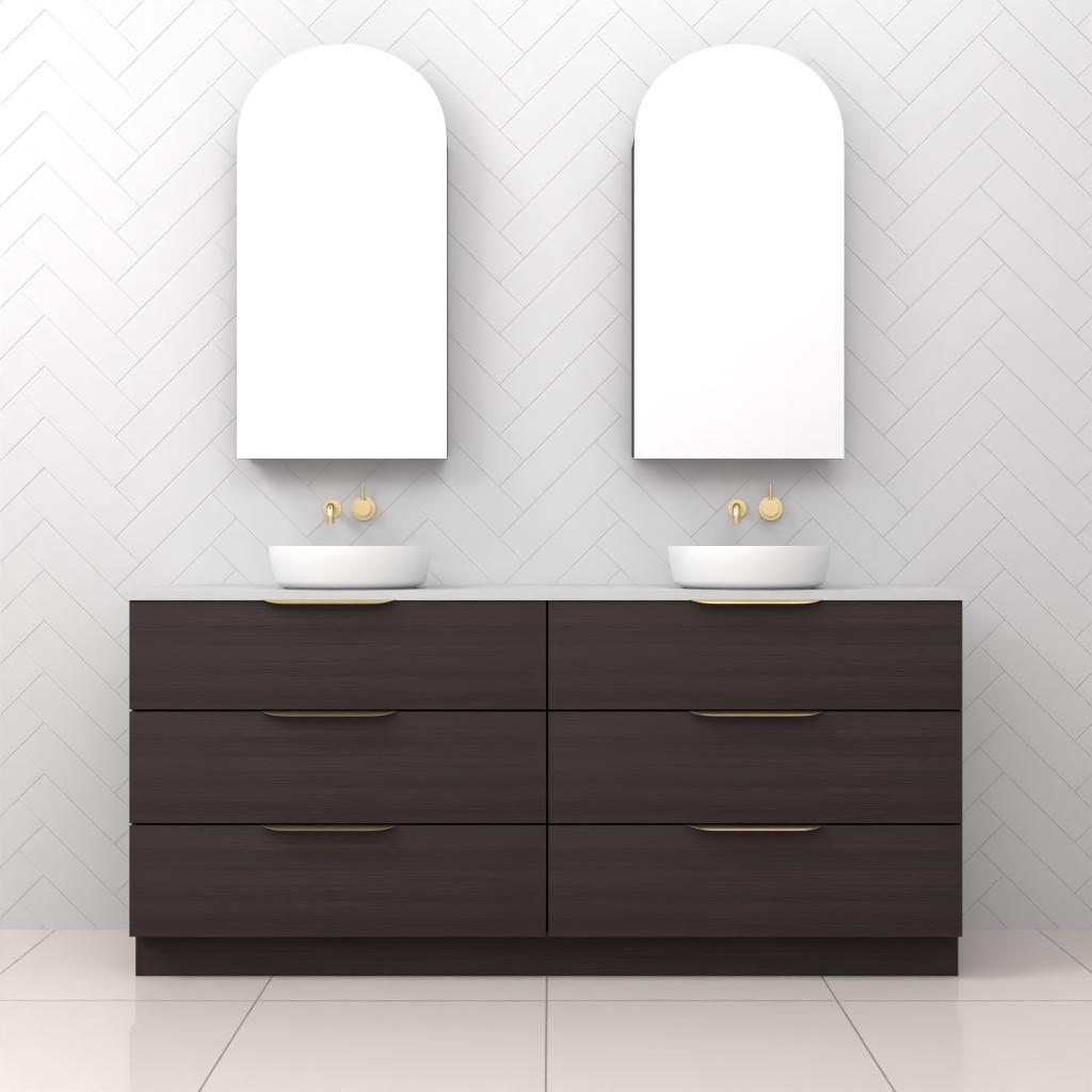 Celeste Trio - 1800mm Espresso Oak Freestanding Vanity