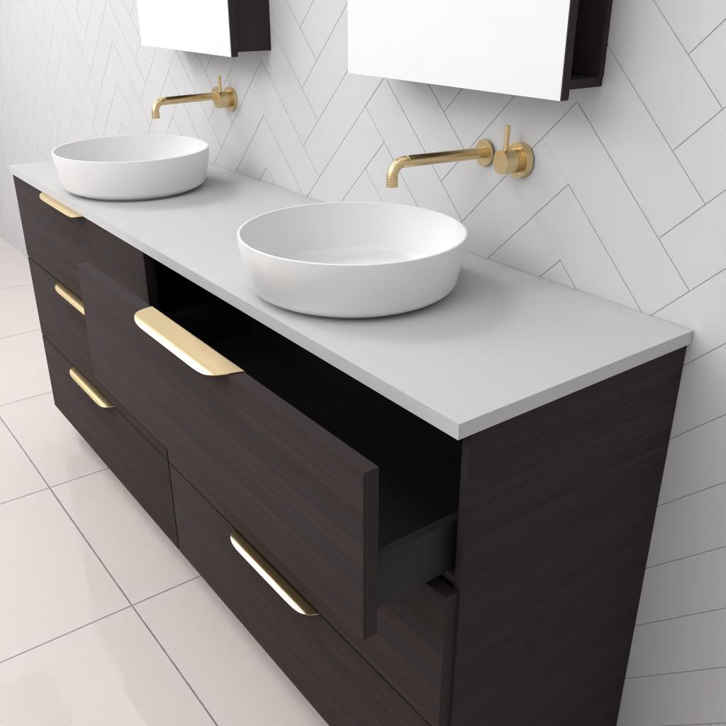 Celeste Trio - 1800mm Espresso Oak Freestanding Vanity