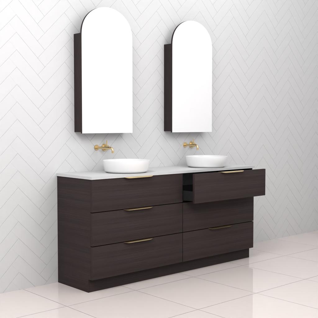 Celeste Trio - 1800mm Espresso Oak Freestanding Vanity