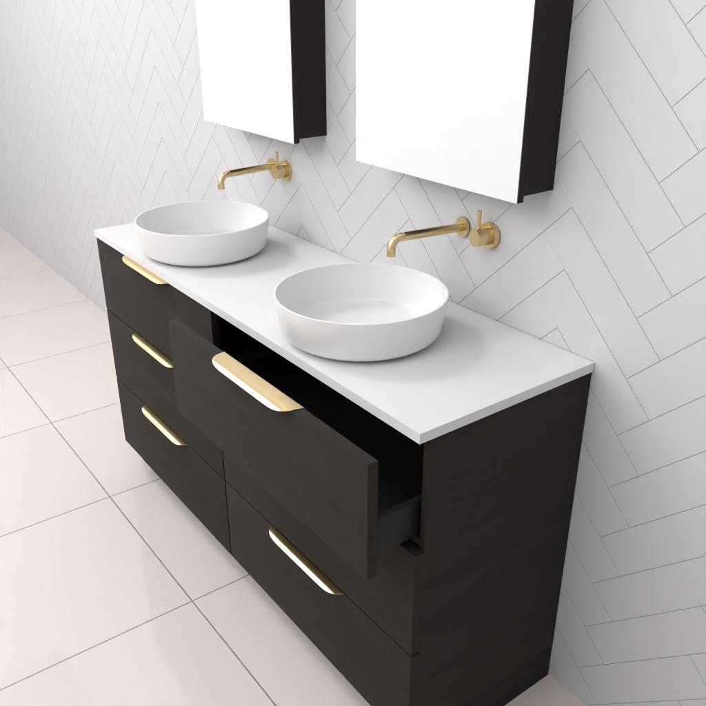 Celeste Trio - 1500mm Smoked Onyx Freestanding Vanity