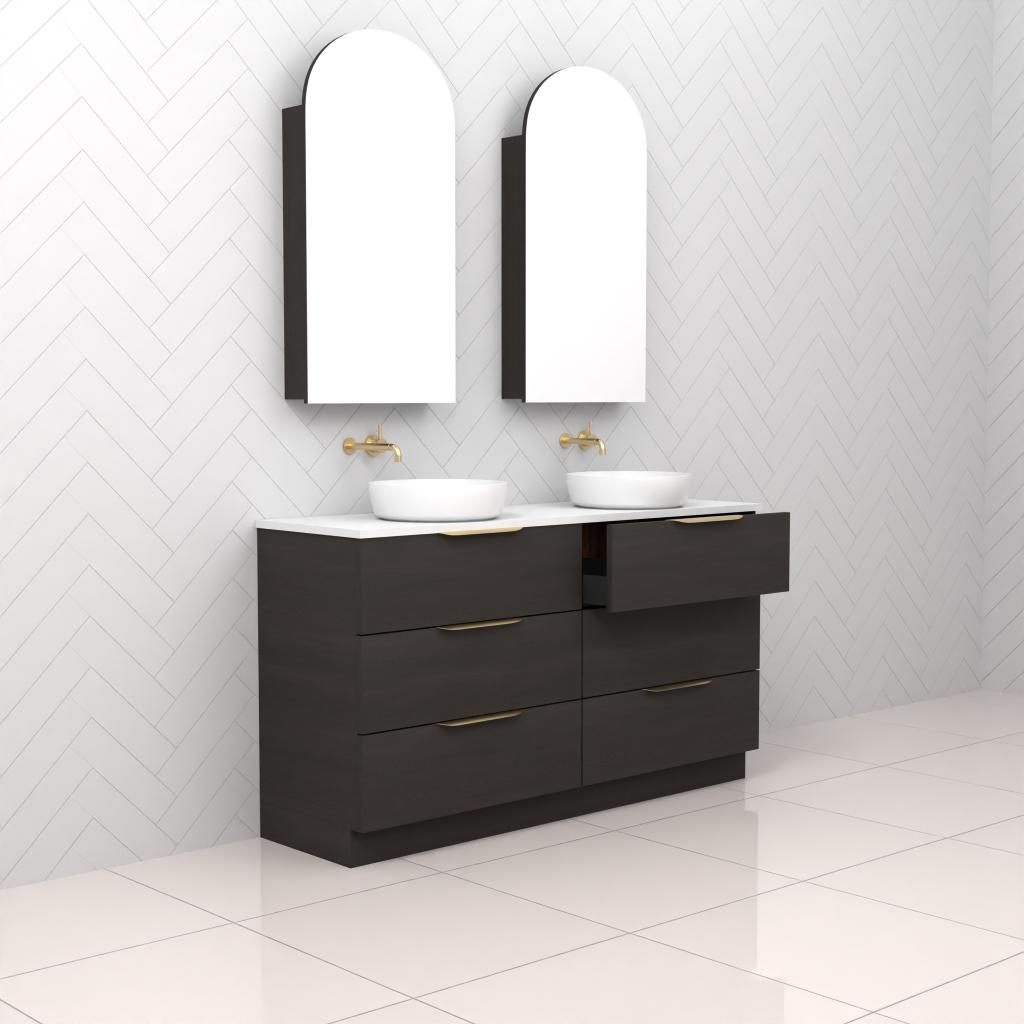 Celeste Trio - 1500mm Smoked Onyx Freestanding Vanity