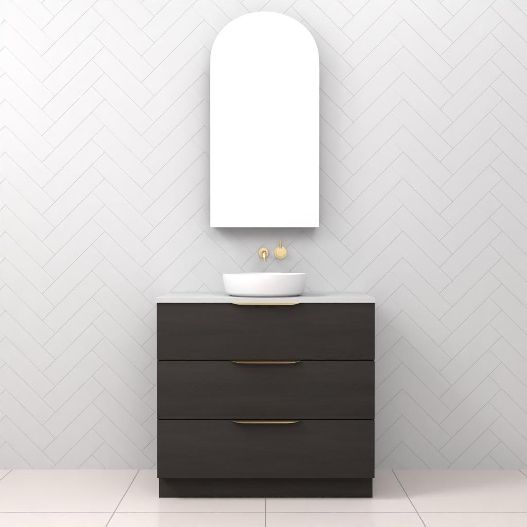 Celeste Trio - 900mm Smoked Onyx Freestanding Vanity