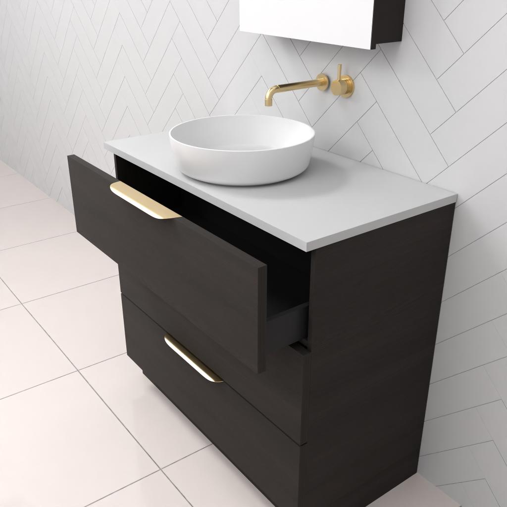 Celeste Trio - 900mm Smoked Onyx Freestanding Vanity