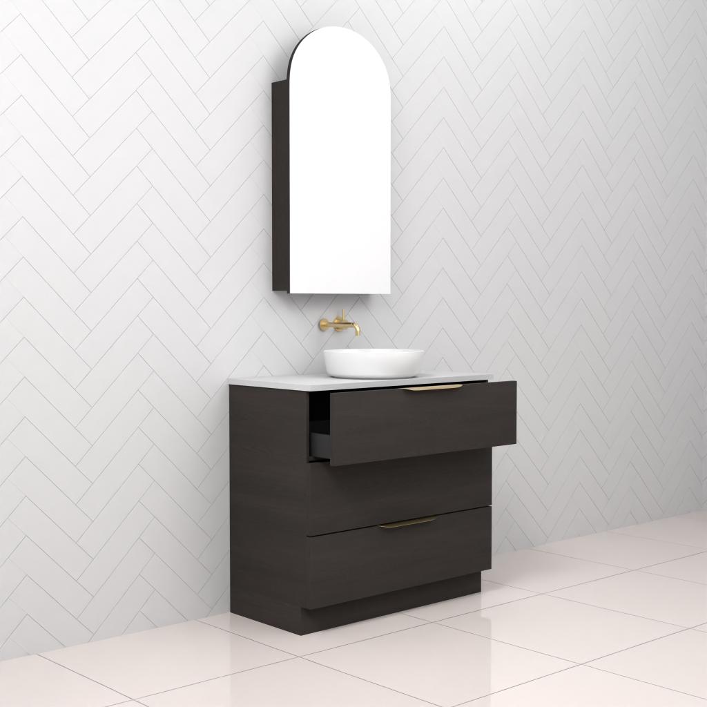 Celeste Trio - 900mm Smoked Onyx Freestanding Vanity