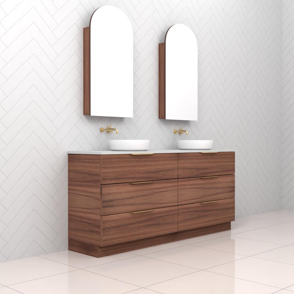 Celeste Trio - 1800mm Walnut Freestanding Vanity