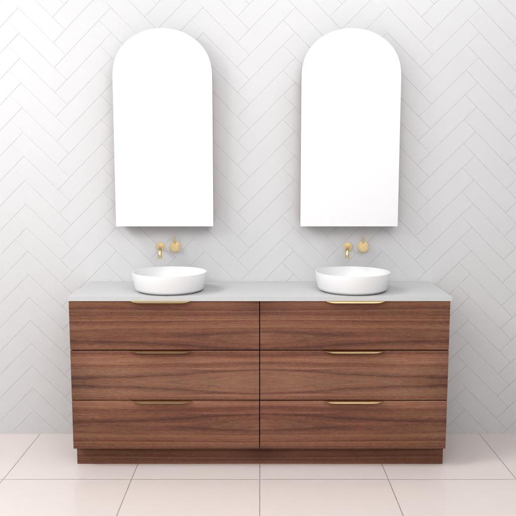 Celeste Trio - 1800mm Walnut Freestanding Vanity
