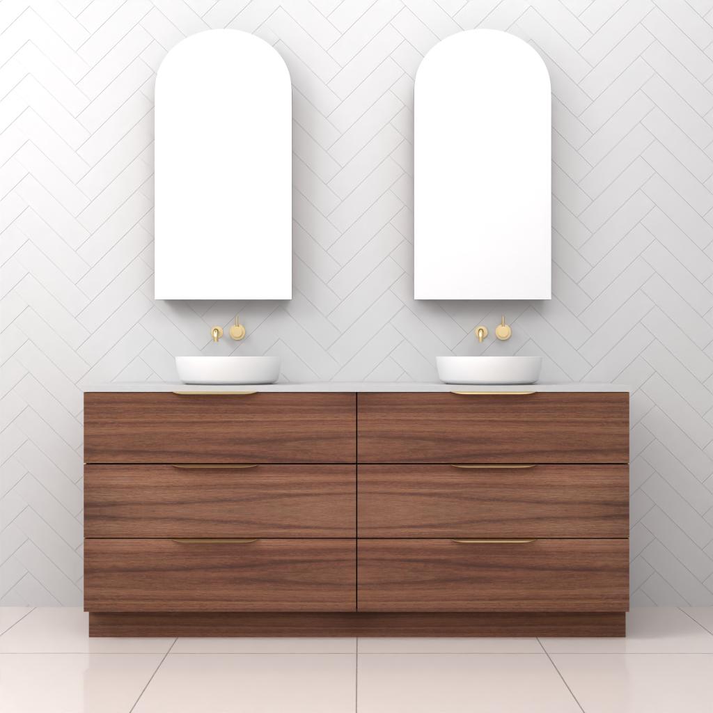 Celeste Trio - 1800mm Walnut Freestanding Vanity