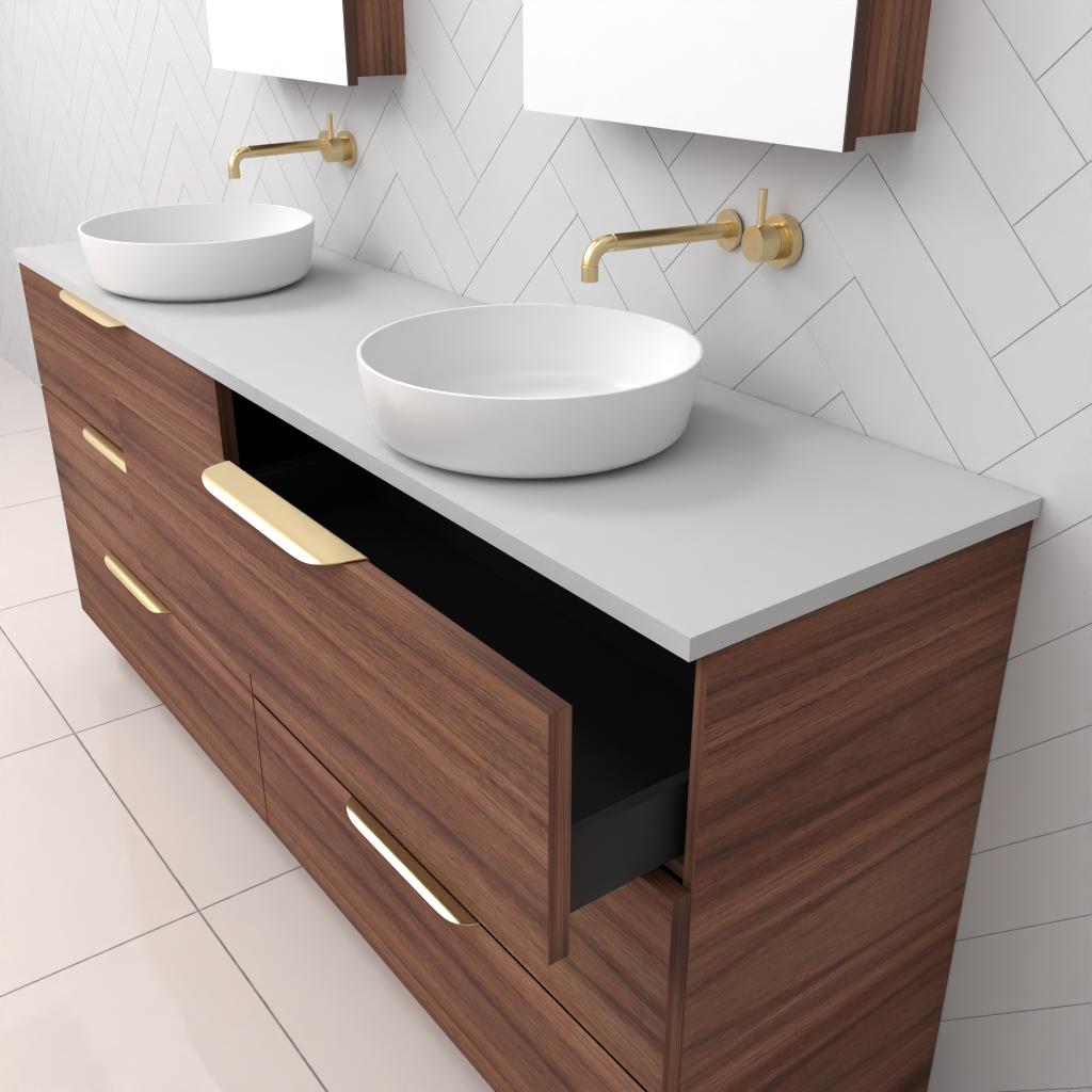 Celeste Trio - 1800mm Walnut Freestanding Vanity