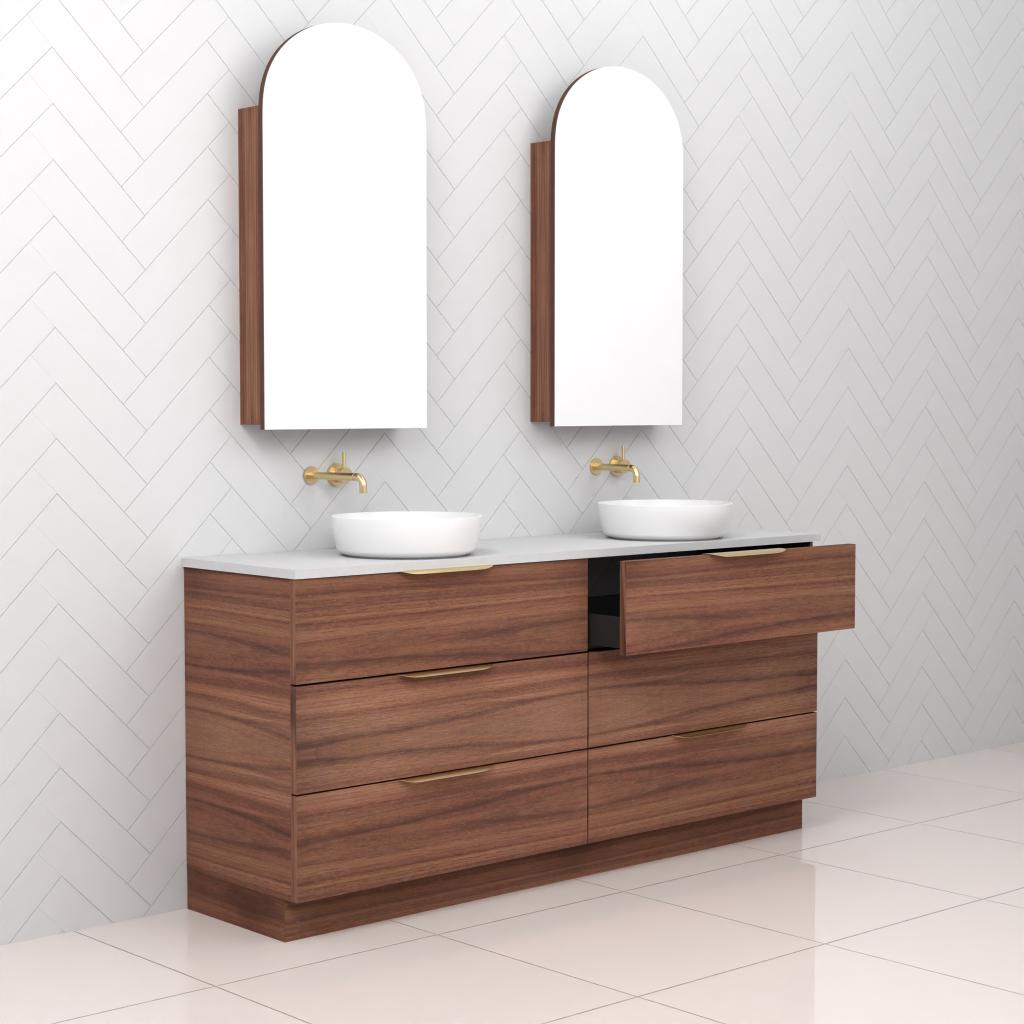 Celeste Trio - 1800mm Walnut Freestanding Vanity