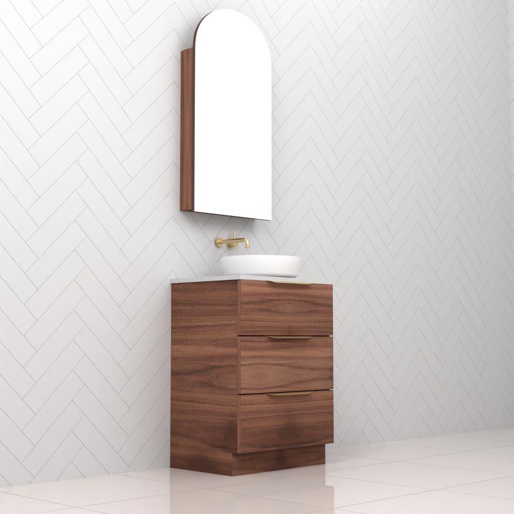 Celeste Trio - 600mm Walnut Freestanding Vanity
