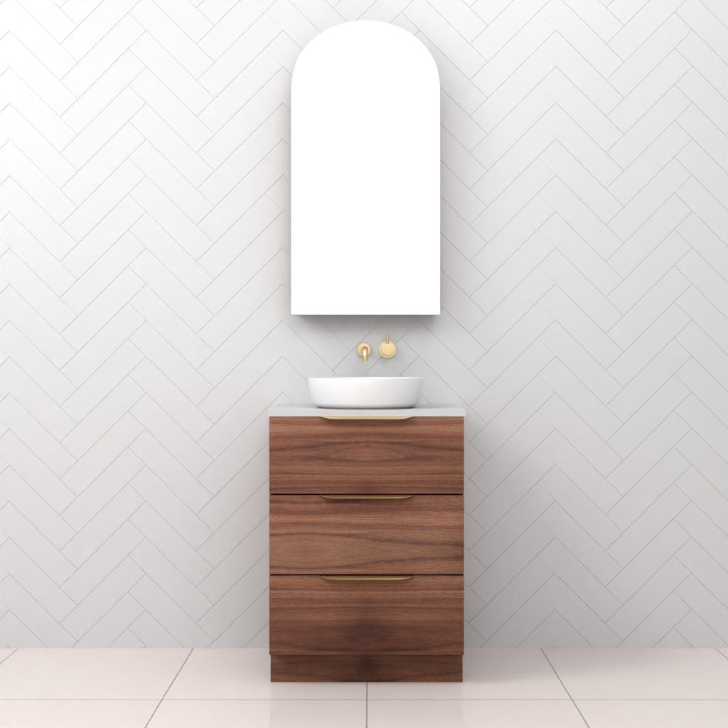 Celeste Trio - 600mm Walnut Freestanding Vanity