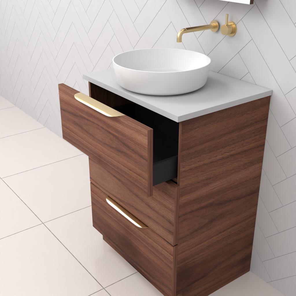 Celeste Trio - 600mm Walnut Freestanding Vanity