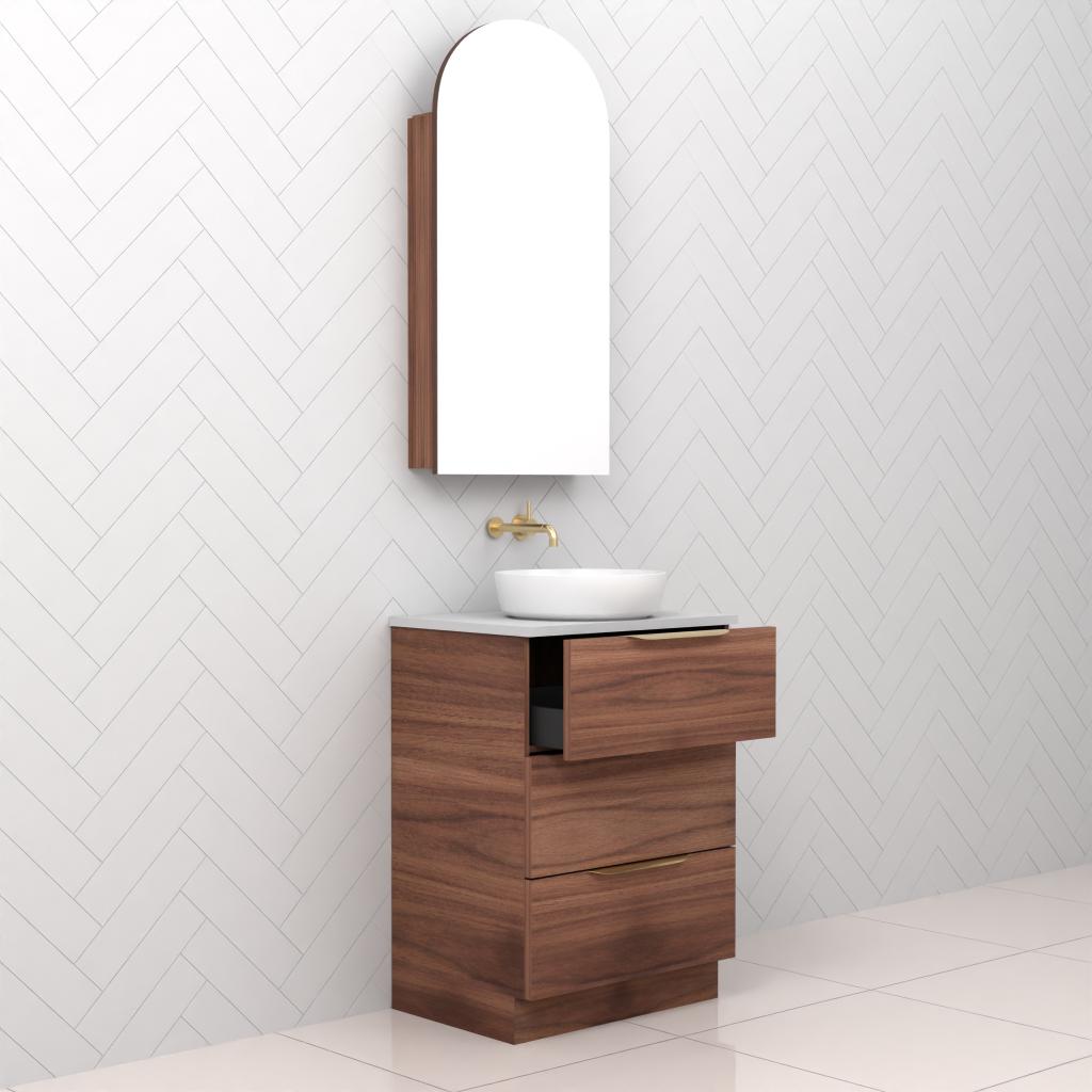 Celeste Trio - 600mm Walnut Freestanding Vanity