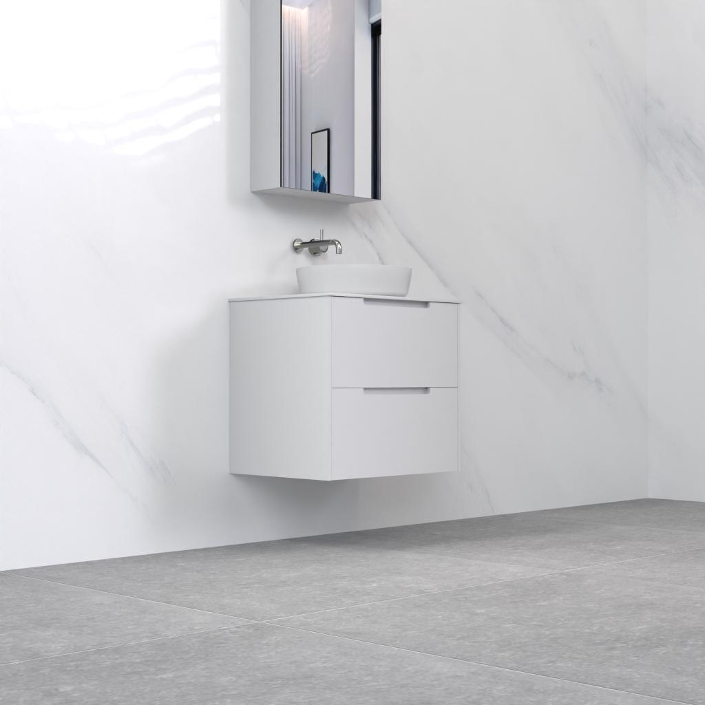 Verona - 600mm Matte White Wall Hung Vanity