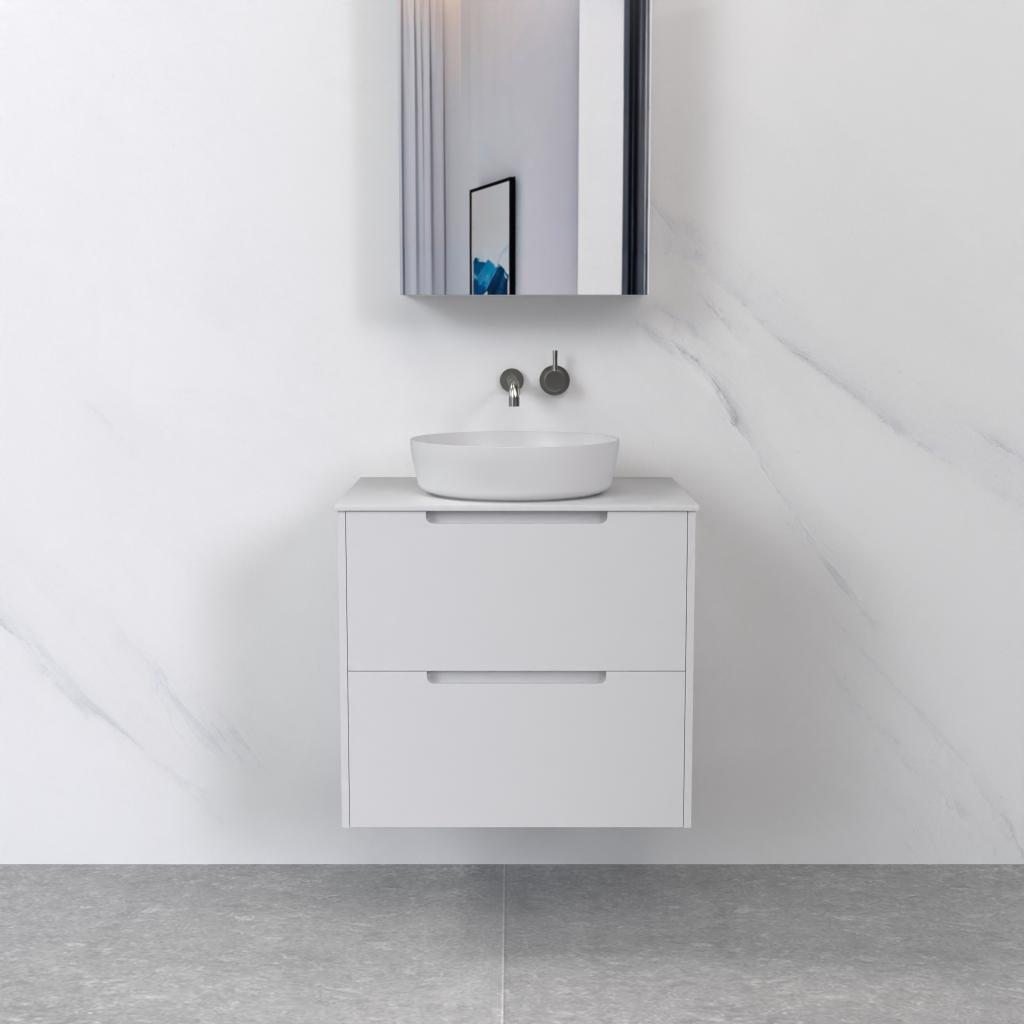 Verona - 600mm Matte White Wall Hung Vanity