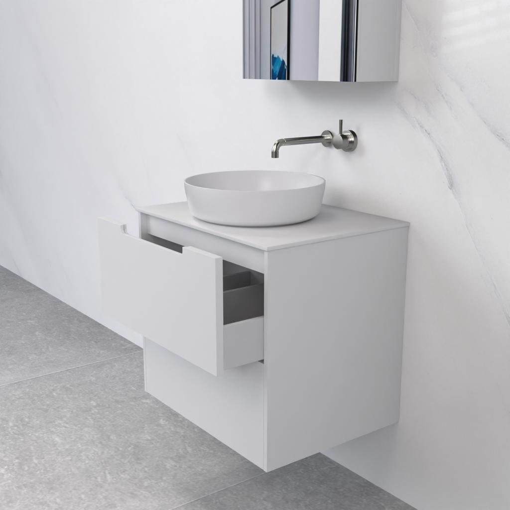 Verona - 600mm Matte White Wall Hung Vanity