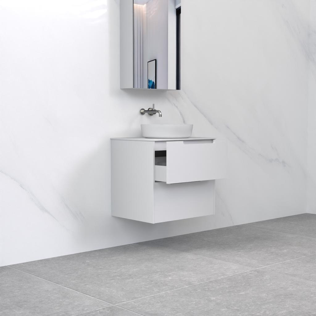 Verona - 600mm Matte White Wall Hung Vanity