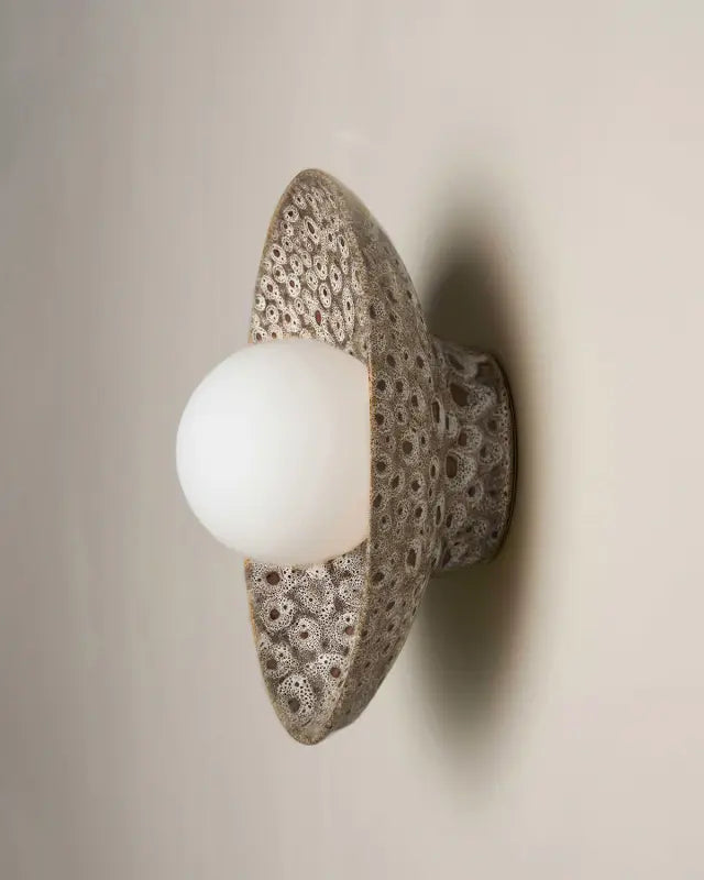 Dish Wall Sconce - White Ochre