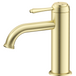 Mica Heritage Basin Mixer in French Gold with a curved spout and traditional lever handle.