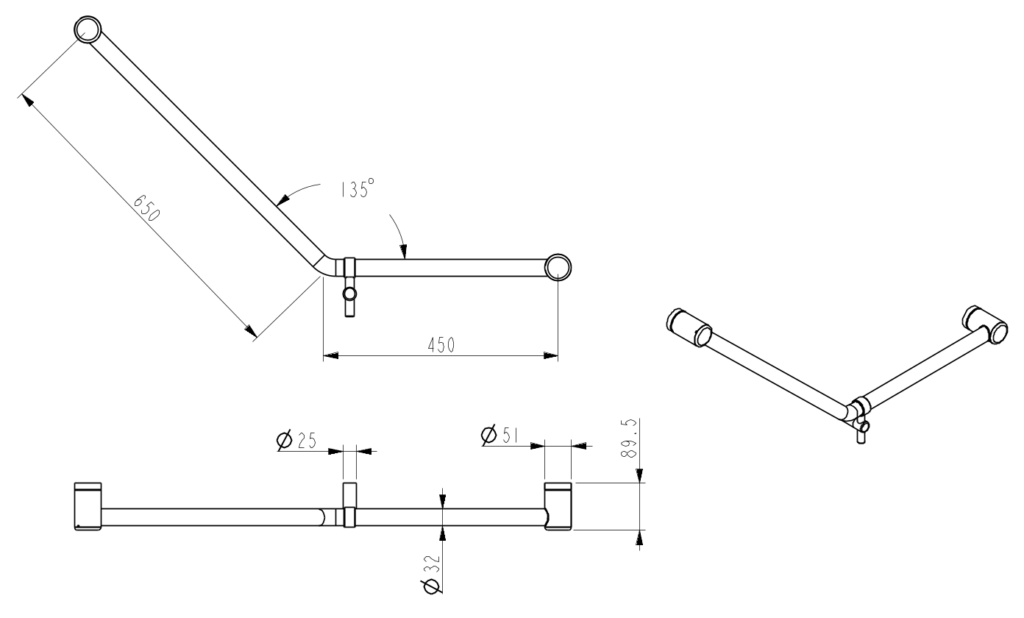 Mica Care Grab Rail 45 Degree 450x650mm