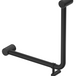 Mica Care curved 90-degree 450 x 450mm ambulant grab rail in black on a white background.