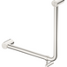 Mica Care curved 90-degree 450 x 450mm ambulant grab rail in brushed nickel on a white background.