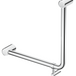 Mica Care curved 90-degree 450 x 450mm ambulant grab rail in polished chrome on a white background.