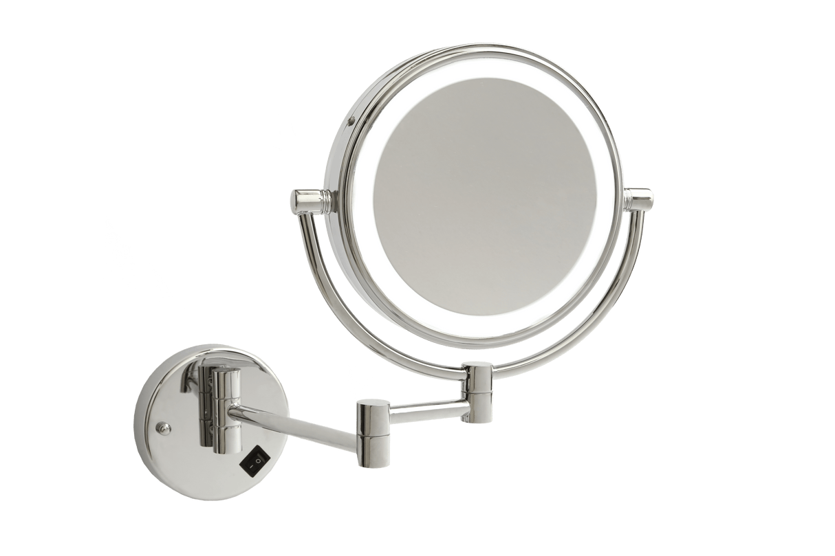 Ablaze - 1 & 8x Magnification Chrome Wall Mounted Shaving Mirror, 200mm Diameter with Exposed Wiring