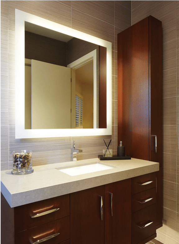 Ablaze - Backlit Square Mirror Without Border Cool 900x900x45mm 83Watts - Includes Mirror Demister
