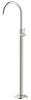 Mica Heritage Freestanding Bath Mixer in brushed nickel with a high curved spout and lever handle.