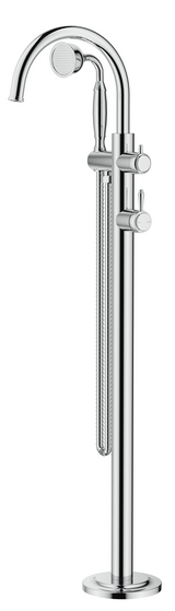 Mica Heritage Freestanding Bath Mixer with hand shower in polished chrome.