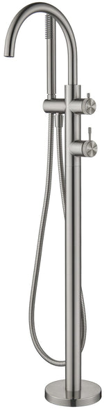 Mica - Fluted Freestanding Bath Mixer with Hand Shower