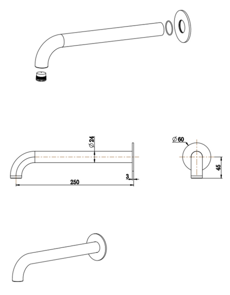 Mica - Matte Black 250mm Bath Spout
