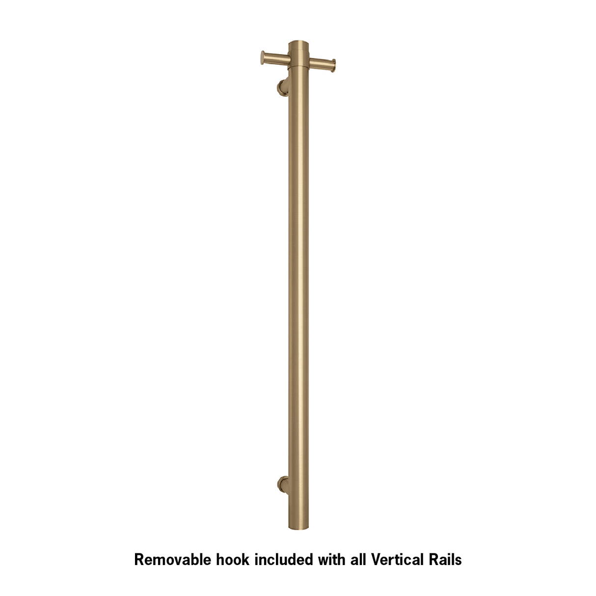 Thermorail - Straight/Round 12Volt Vertical Bar 900x142x100mm 24Watts With Optional Hook - Brushed Brass