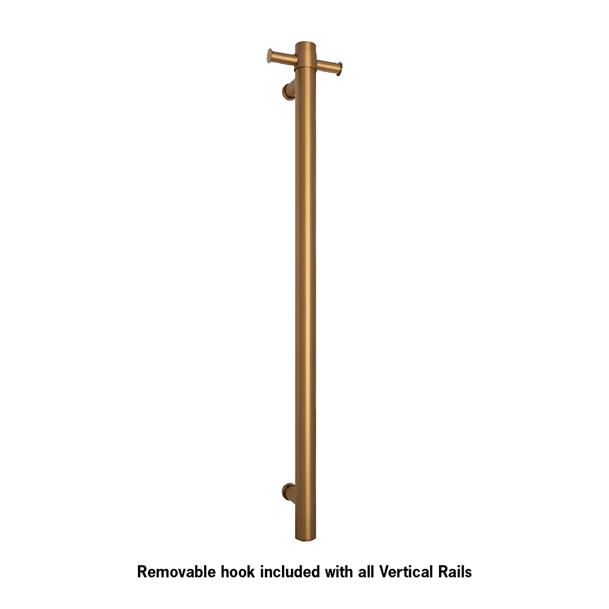 Thermorail - Straight/Round 12Volt Vertical Bar 900x142x100mm 22Watts With Optional Hook - Brushed Gold