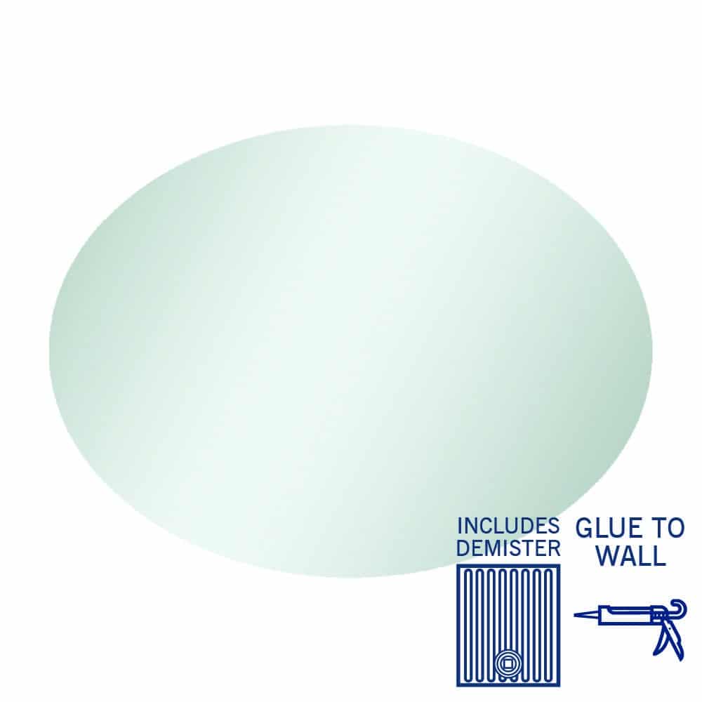 Ablaze - Cody Polished Edge Oval Mirror - 600x800mm Glue-to-Wall and Demister