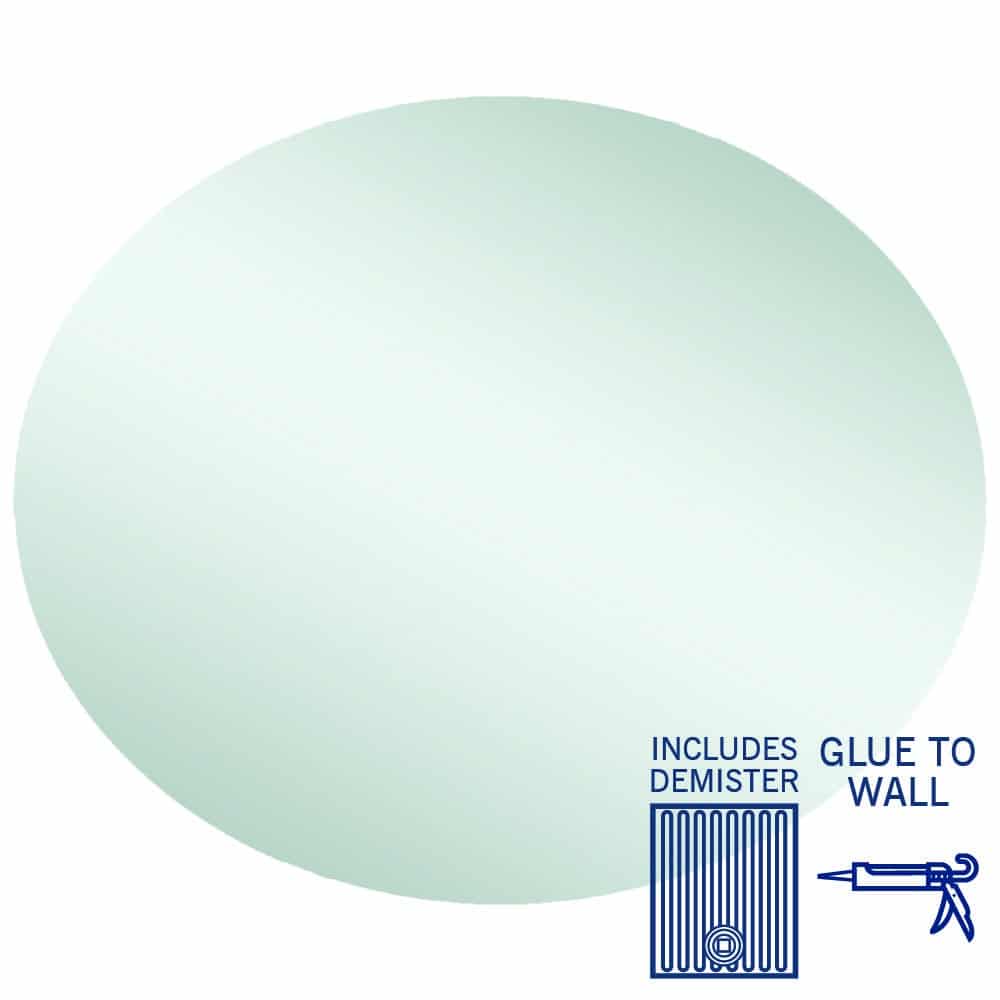 Ablaze - Cody Polished Edge Oval Mirror - 900x750mm Glue-to-Wall and Demister