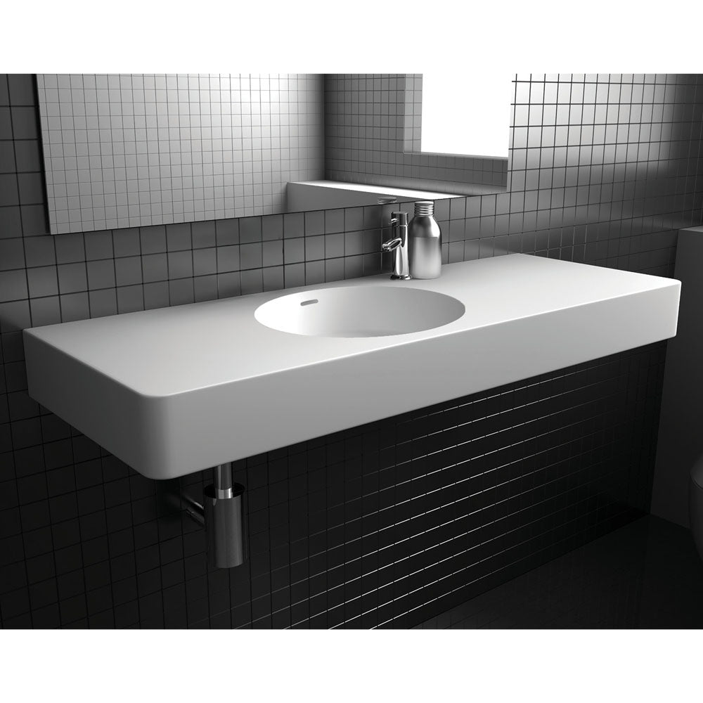 Encanto 1200 Solid Surface Wall Hung Centre Basin with Overflow