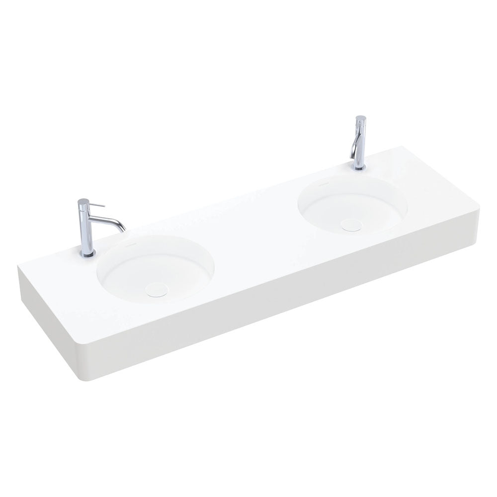Encanto 1400 Solid Surface Wall Hung Double Basin with Overflow