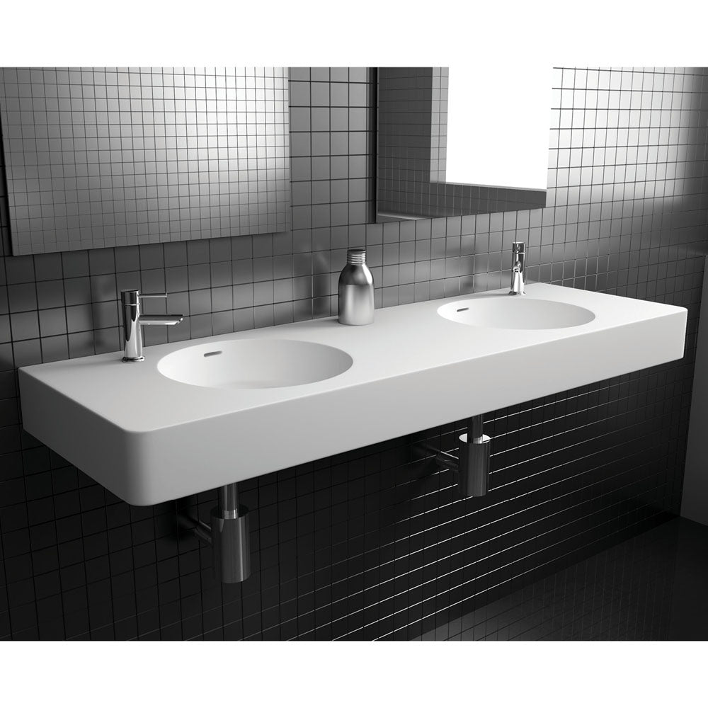 Encanto 1400 Solid Surface Wall Hung Double Basin with Overflow