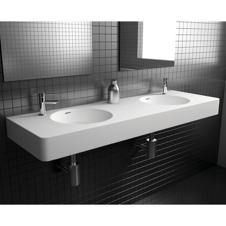 Encanto 1400 Solid Surface Wall Hung Double Basin with Overflow