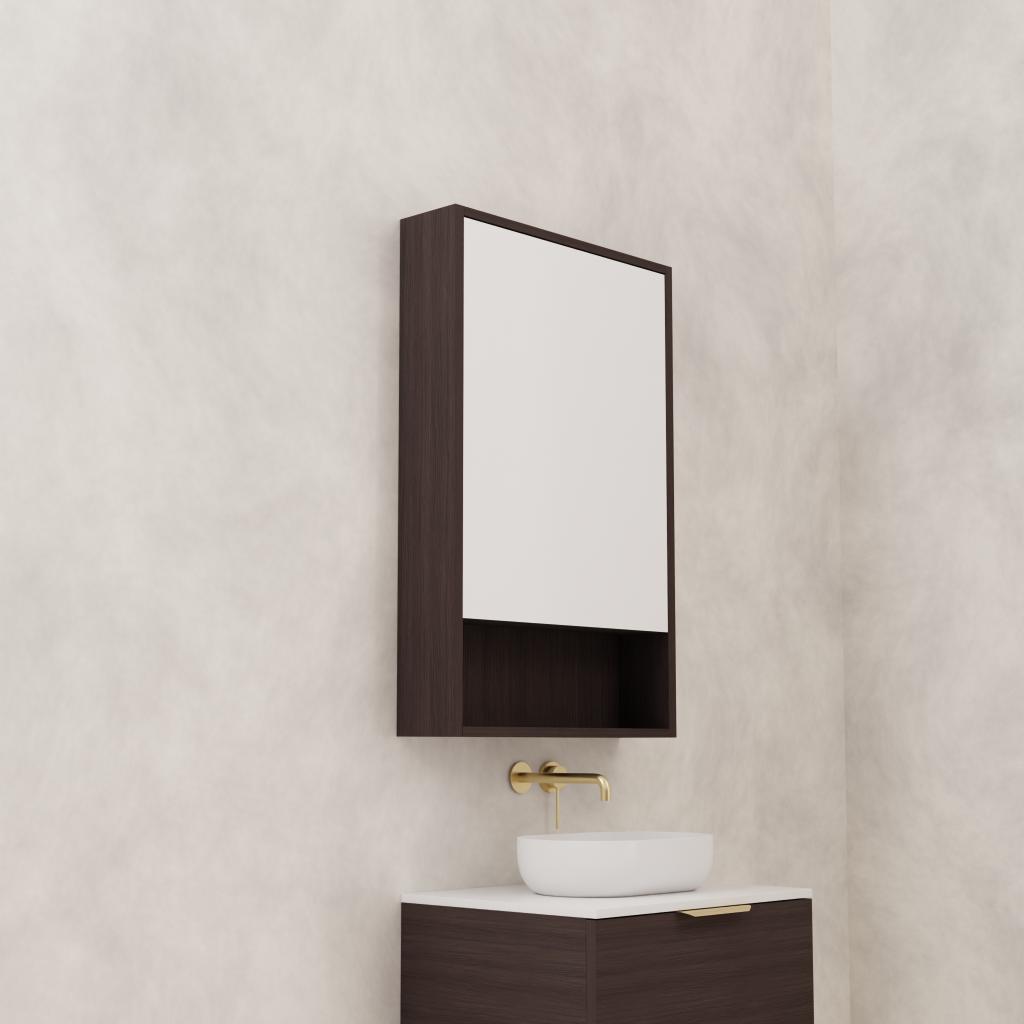 Carini - 600mm Espresso Oak Shaving Cabinet